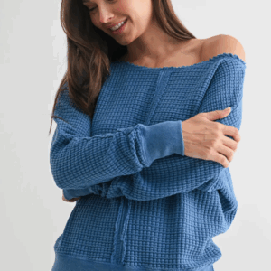 Chunky Waffle Boatneck Sweater