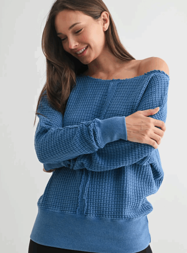 Chunky Waffle Boatneck Sweater