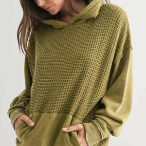 Moss Waffle Knit Hoodie