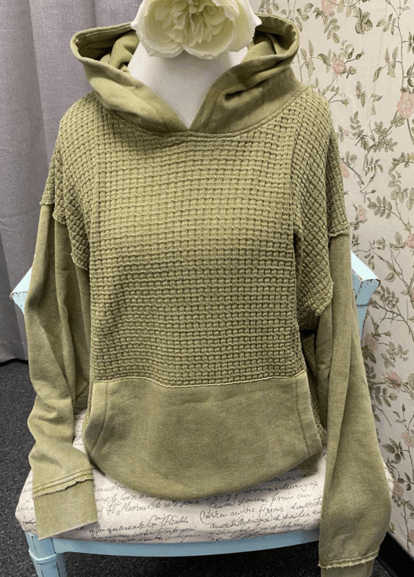 Moss Waffle Knit Hoodie - Image 3